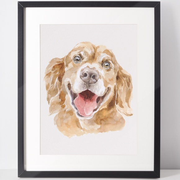 Other - Watercolor Retriever Dog Portrait Wall Art Illustration Print Poster Unframed
